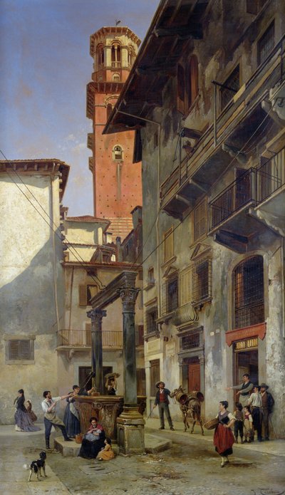 Via Mazzanti, Verona, 1880 by Jacques Carabain